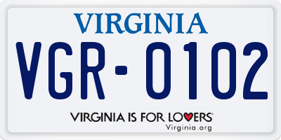 VA license plate VGR0102