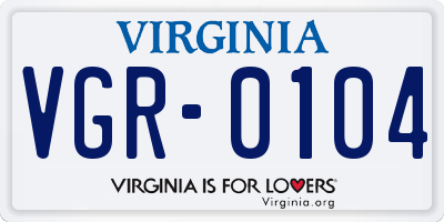 VA license plate VGR0104
