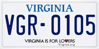 VA license plate VGR0105