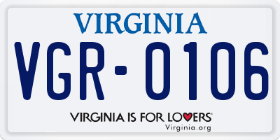 VA license plate VGR0106