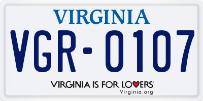 VA license plate VGR0107