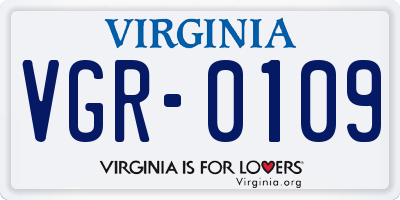 VA license plate VGR0109