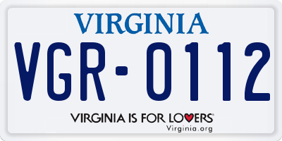 VA license plate VGR0112