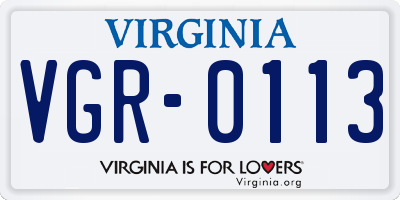 VA license plate VGR0113