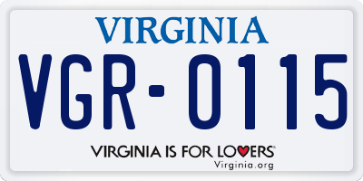 VA license plate VGR0115
