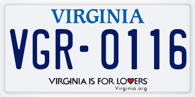 VA license plate VGR0116