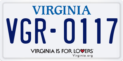 VA license plate VGR0117