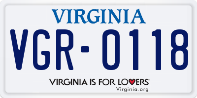 VA license plate VGR0118