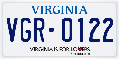 VA license plate VGR0122