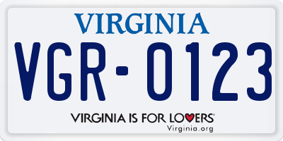 VA license plate VGR0123