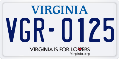VA license plate VGR0125