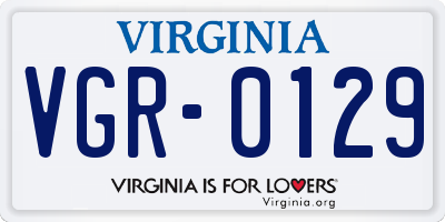 VA license plate VGR0129