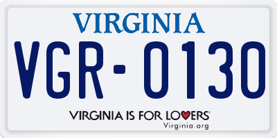 VA license plate VGR0130