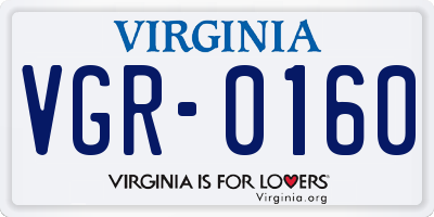 VA license plate VGR0160