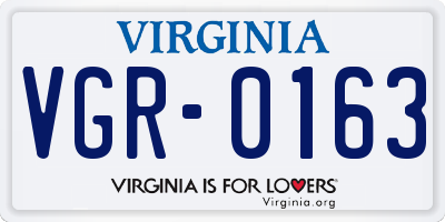 VA license plate VGR0163