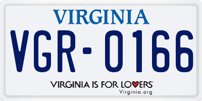 VA license plate VGR0166