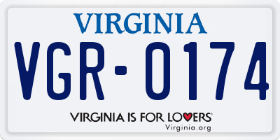 VA license plate VGR0174