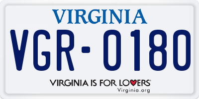 VA license plate VGR0180