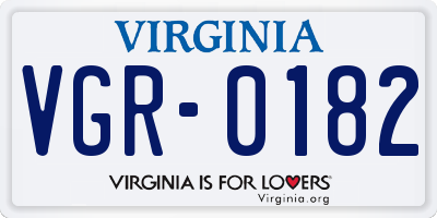 VA license plate VGR0182