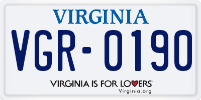 VA license plate VGR0190