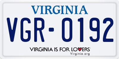 VA license plate VGR0192