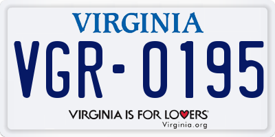 VA license plate VGR0195