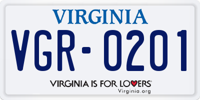 VA license plate VGR0201