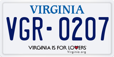 VA license plate VGR0207