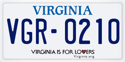 VA license plate VGR0210