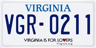 VA license plate VGR0211