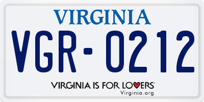 VA license plate VGR0212