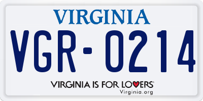 VA license plate VGR0214