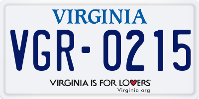 VA license plate VGR0215