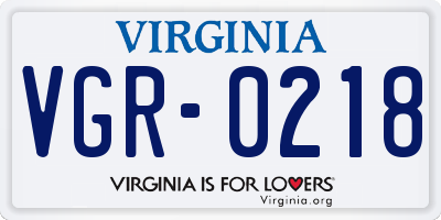 VA license plate VGR0218