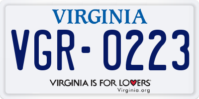 VA license plate VGR0223