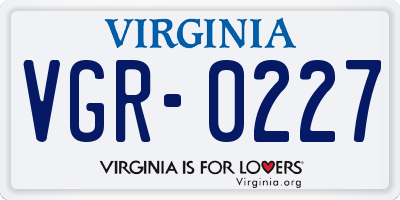 VA license plate VGR0227