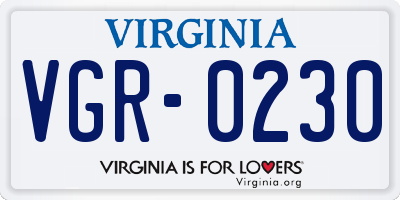 VA license plate VGR0230