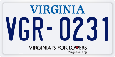VA license plate VGR0231