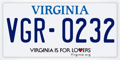 VA license plate VGR0232