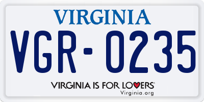 VA license plate VGR0235