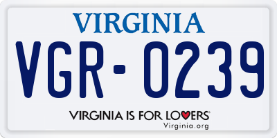 VA license plate VGR0239