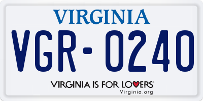 VA license plate VGR0240