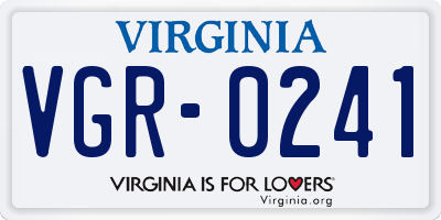 VA license plate VGR0241