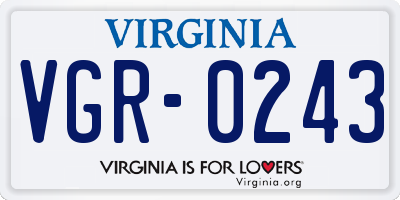 VA license plate VGR0243