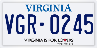 VA license plate VGR0245