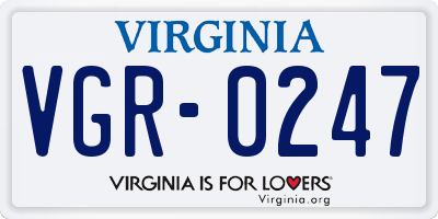 VA license plate VGR0247