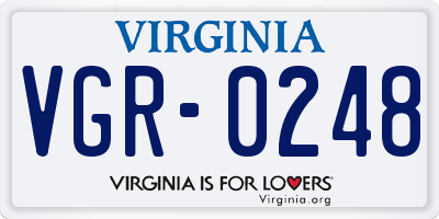VA license plate VGR0248