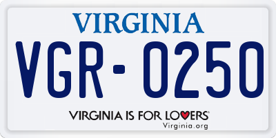 VA license plate VGR0250