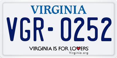 VA license plate VGR0252