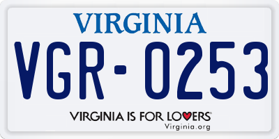 VA license plate VGR0253
